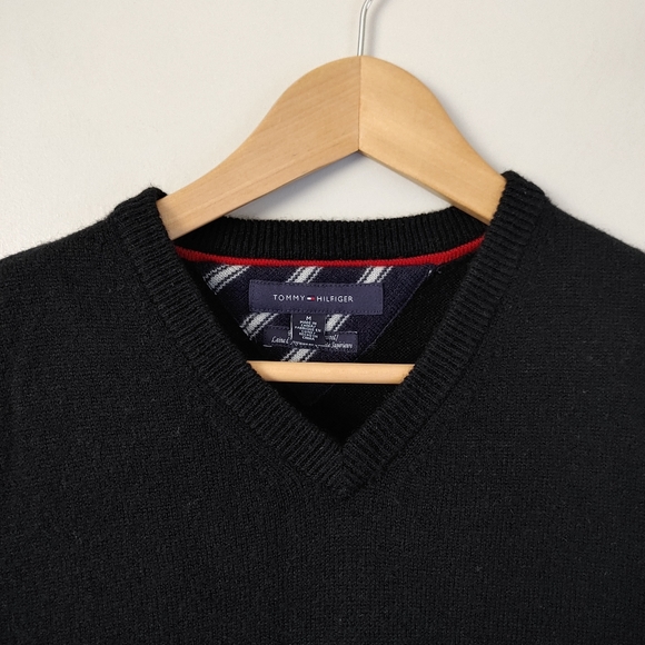 Tommy Hilfiger Premium Lambswool Vest Sweater Knit Size Medium Black - Picture 6 of 15